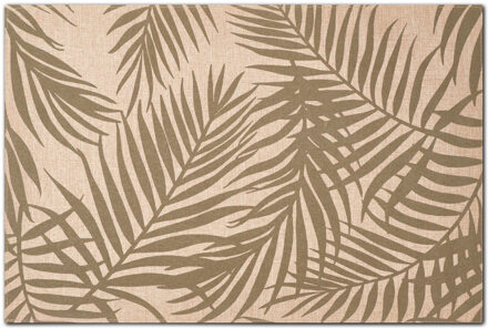 Zeller 1x placemats palm bladeren print - linnen - 45 x 30 cm - beige/groen