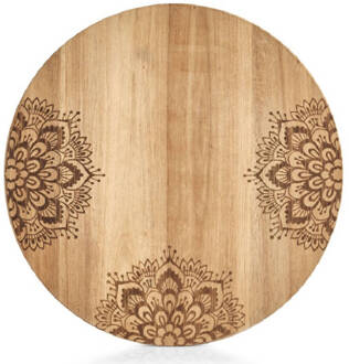 Zeller 1x Ronde houten snijplanken met mandala print 27 cm - Snijplanken Bruin