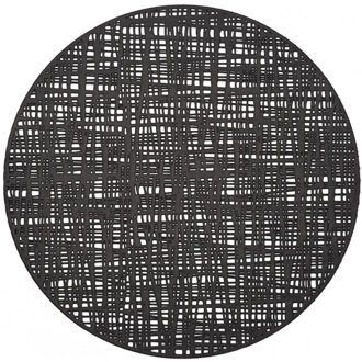 Zeller 1x Ronde placemats glanzend zwart 38 cm