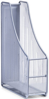 Zeller 1x Zilveren lectuurbakken/tijdschriftenbakken van draadmetaal/mesh 9 x 35 cm