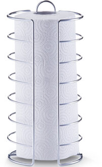 Zeller 1x Zilveren metalen keukenrolhouders rond half dicht 15 x 30 cm