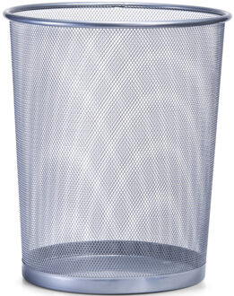 Zeller 1x Zilveren prullenbakje/vuilnisbakje rond van draadmetaal/mesh 29 x 35 cm