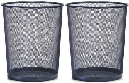 Zeller 2x Antraciet grijze prullenbakjes/vuilnisbakjes rond van draadmetaal/mesh 29 x 35 cm