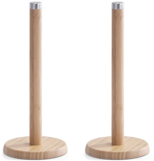 Zeller 2x Bamboe houten keukenrolhouders rond 14 x 32 cm