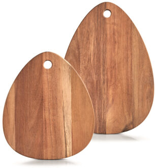 Zeller 2x Druppel vormige houten snijplanken 30/40 cm - Zeller - Keukenbenodigdheden - Kookbenodigdheden - Snijplanken/serveerplanken - Houten serveerborden - Snijplanken van hout