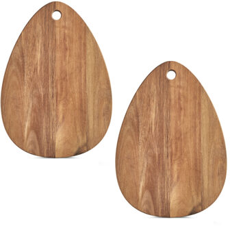 Zeller 2x Druppel vormige houten snijplanken 40 cm