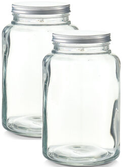 Zeller 2x Glazen voorraadpotten/bewaarpotten 4900 ml 17 x 28 cm - Voorraadpot Transparant