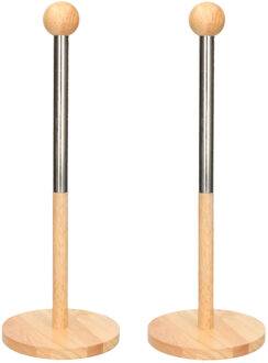 Zeller 2x Houten keukenrolhouders rond 12,5 x 35 cm
