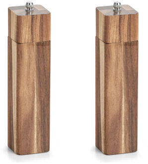 Zeller 2x Luxe peper/zout molens acacia hout 21 cm