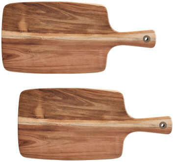 Zeller 2x Rechthoekige acacia houten snij/serveerplanken 42 cm - Snijplanken Bruin