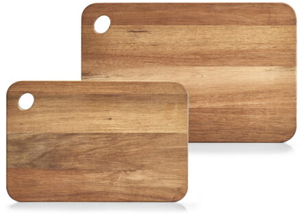 Zeller 2x Rechthoekige acacia houten snijplanken 37/41 cm - Zeller - Keukenbenodigdheden - Kookbenodigdheden - Snijplanken/serveerplanken - Houten serveerborden - Snijplanken van hout