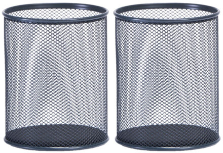 Zeller 2x Stuks kleine bureau prullenbakjes antraciet grijs van draadmetaal/mesh 11 x 13,5 cm
