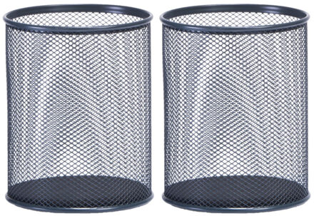 Zeller 2x Stuks kleine bureau prullenbakjes antraciet grijs van draadmetaal/mesh 11 x 13,5 cm