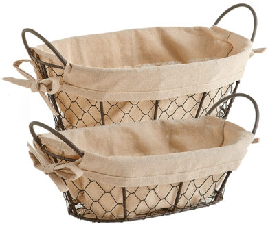 Zeller 2x Vintage brood serveer mandjes metaaldraad 26 x 17 cm en 30 x 21 cm