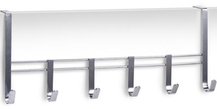Zeller 2x Zilveren deur kapstokken met 6 haken 51 cm