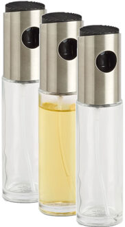 Zeller 3x Glazen azijn/olie flesjes met sproeikop 100 ml