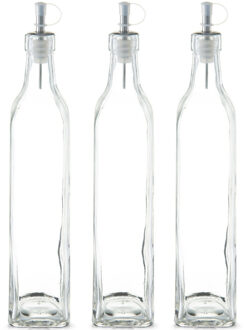 Zeller 3x Glazen azijn/olie flessen met schenktuit 500 ml - Zeller - Keuken/kookbenodigdheden - Tafel dekken - Azijnflessen - Olieflessen - Doseerflessen van glas