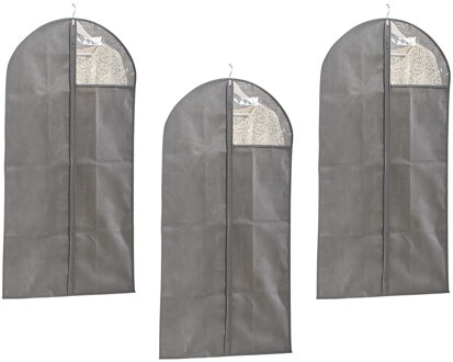 Zeller 3x Grijze kledinghoezen 58 x 118 cm met kijkvenster
