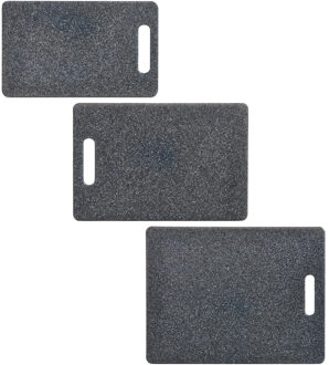 Zeller 3x Rechthoekige donkergrijze snijplanken kunststof 25 cm, 30 cm en 36 cm - Snijplanken Grijs