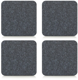 Zeller 4x Onderzetter - antraciet grijs - vilt - 10 x 10 cm - voor glazen - voor op tafel Donkergrijs
