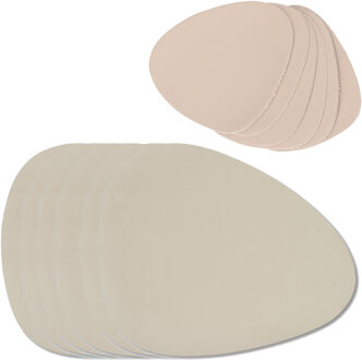 Zeller 6x Lederlook placemats creme/beige 34 x 42 cm + 6x glazen onderzetters - Placemats Crème