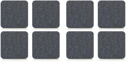 Zeller 8x Onderzetter - antraciet grijs - vilt - 10 x 10 cm - voor glazen - voor op tafel