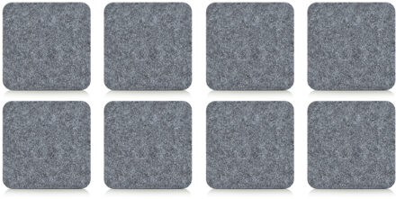 Zeller 8x Onderzetter - grijs - vilt - 10 x 10 cm - voor glazen - voor op tafel - warmtebestendig