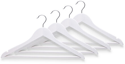 Zeller 8x Witte kleding hangers met broekstang 44 cm - Kledinghangers