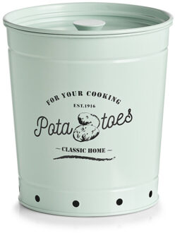 Zeller Aardappelbak - met deksel - metaal - mintgroen - 20 x 21 cm - 6.5L