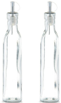 Zeller Azijnfles of Oliefles - 2x - glas - 270 ml - schenktuit - Doseerflessen voor op tafel