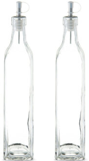 Zeller Azijnfles of Oliefles - 2x - glas - 500 ml - schenktuit - Doseerflessen voor op tafel
