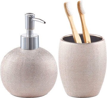 Zeller Badkamer accessoires set 2-delig - keramiek - rose goud glitter design