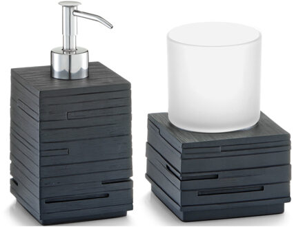 Zeller Badkamer setje zeeppompje met beker van luxe polystone