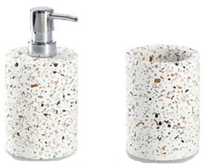 Zeller Badkamer/toilet set - 2 stuks - wit - terrazzo design - keramiek