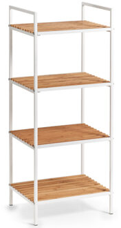 Zeller Badkamerkastje - 4 planken - wit - hout - 39 x 95 cm - opberg kasten stellingen