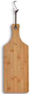 Zeller Bamboe houten snijplank/serveerplank met handvat 44 x 16 cm - Snijplanken Bruin