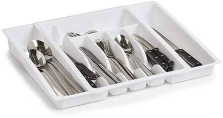 Zeller Bestekbak - uitschuifbaar - 1x - wit - 29-50 x 38 cm - keukenlade instekbak
