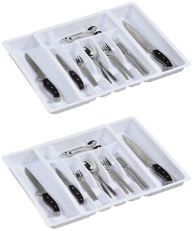 Zeller Bestekbak - uitschuifbaar - 2x - wit - 29-50 x 38 cm - keukenlade instekbak