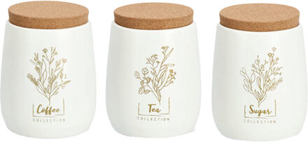 Zeller Bewaarblik/bus - set van 3 stuks - metaal/kurk - koffie/thee/suiker - 750 ml