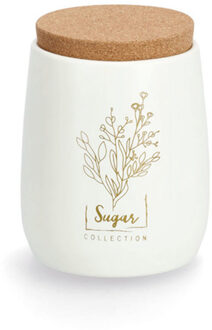 Zeller Bewaarblik/bus - suiker - metaal/kurk - creme/goud - 11 x 13 cm - 750 ml