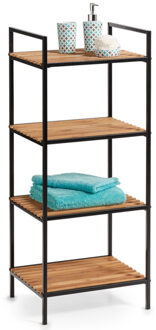 Zeller Bijzet kastje - zwart/bruin - met 4 open planken - 39 x 95 cm