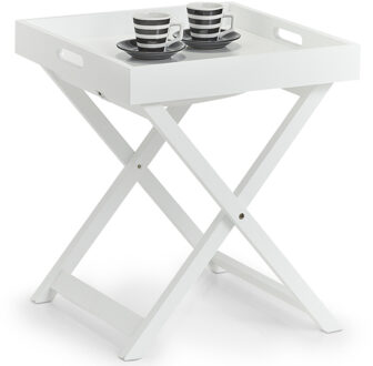 Zeller Bijzettafel - inklapbaar - wit - hout - 40 x 46,5 cm - afneembaar dienblad