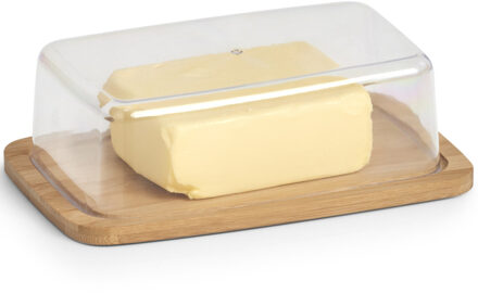 Zeller Botervloot - bamboe hout - met kunststof deksel - 19 x 12 x 6 cm