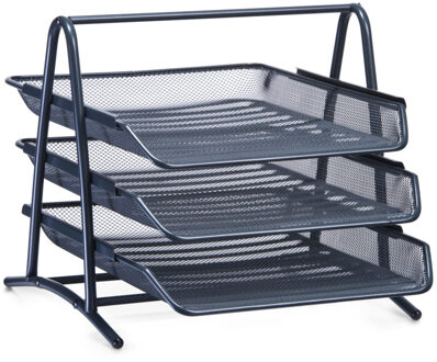 Zeller Brievenbak - draadmetaal - antraciet - bureau organizer - 35 x 27 cm - postbakjes