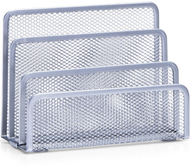Zeller Brievenhouder postbakjes - zilver - 3-vaks - 17 x 13,5 cm - draadmetaal/mesh