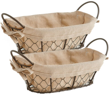 Zeller Broodmandje - 2x - metaaldraad - vintage look - 26 x 17 cm - Tafel dekken
