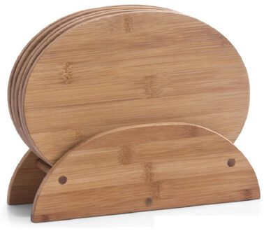 Zeller broodplankjes/ontbijtplankjes - bamboe hout - 6x stuks - 24 x 18 cm - ovaal - snijplanken