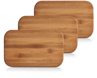 Zeller broodplankjes/snijplanken - 3x stuks - bamboe hout - 14 x 22 cm - rechthoek - ontbijten