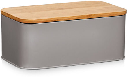 Zeller broodtrommel - met deluxe snijplank deksel - 31 cm - brooddozen Zilver