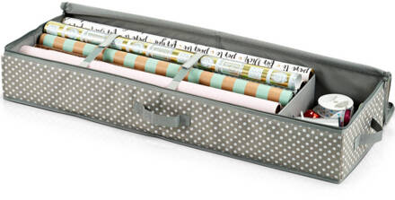 Zeller Cadeaupapier en materiaal organizer tas met 2 vakjes 30 x 90 cm - Cadeauversiering Grijs